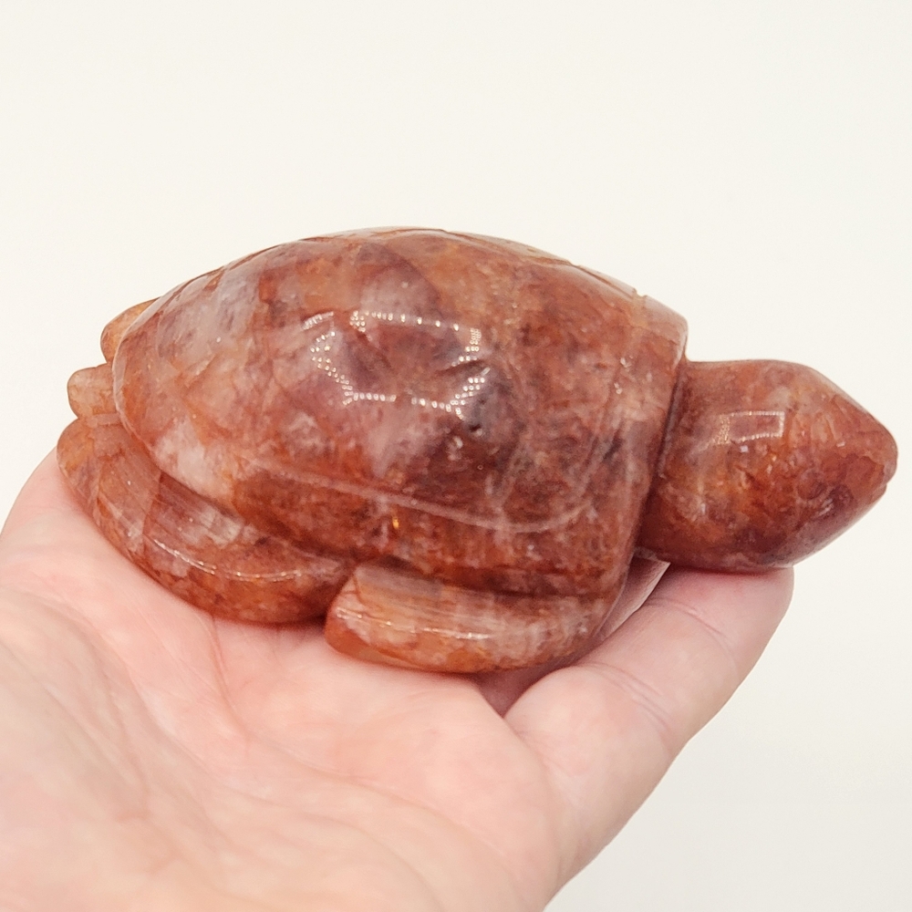Handcrafted Natural Fire Quartz Stone Turtle Figurine